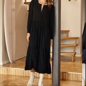Aritzia tiered black maxi dress